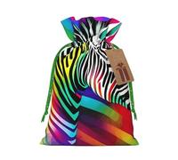 TBABMDPDM Colorful Rainbow Zebra Print Christmas Gifts Bags,Burlap Bags with Drawstring Assorted Sizes for Party Favors