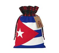 TBABMDPDM Cuban flag Print Christmas Santa Sack,linen Gift Bag with Drawstring,for Xmas Party Package Storage