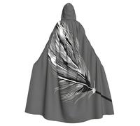 TBABMDPDM Dancing Feather Print Halloween Hooded Cloak For Men Women Robe Cape Medieval Cosplay Witch Costumes