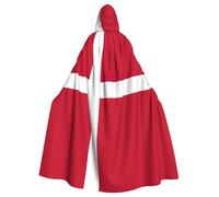 TBABMDPDM Danish flag Print Halloween Hooded Cloak For Men Women Robe Cape Medieval Cosplay Witch Costumes