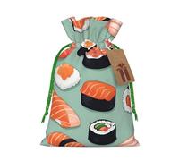 TBABMDPDM Delicious sushi 1 Print Christmas Gifts Bags,Burlap Bags with Drawstring Assorted Sizes for Party Favors