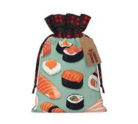TBABMDPDM Delicious sushi 1 Print Christmas Santa Sack,linen Gift Bag with Drawstring,for Xmas Party Package Storage