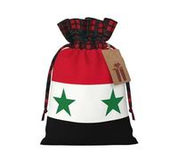 TBABMDPDM Flag of the Syrian Arab Republic Print Christmas Santa Sack,linen Gift Bag with Drawstring,for Xmas Party Package Storage