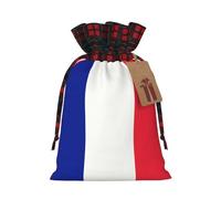 TBABMDPDM French flag Print Christmas Santa Sack,linen Gift Bag with Drawstring,for Xmas Party Package Storage