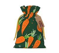 TBABMDPDM Happy carrot Print Christmas Gifts Bags,Burlap Bags with Drawstring Assorted Sizes for Party Favors