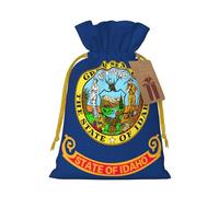 TBABMDPDM Idaho state flag Print Christmas Gifts Bags,Burlap Bags with Drawstring Assorted Sizes for Party Favors