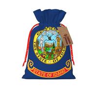 TBABMDPDM Idaho state flag Print Christmas Gifts Bags,Burlap Bags with Drawstring Assorted Sizes for Party Favors