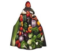 TBABMDPDM Introduction of various vegetables Print Halloween Hooded Cloak For Men Women Robe Cape Medieval Cosplay Witch Costumes