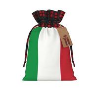 TBABMDPDM Italian flag Print Christmas Santa Sack,linen Gift Bag with Drawstring,for Xmas Party Package Storage