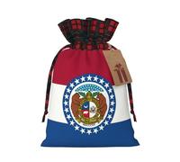 TBABMDPDM Missouri State Flag Print Christmas Santa Sack,linen Gift Bag with Drawstring,for Xmas Party Package Storage