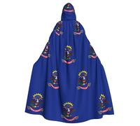 TBABMDPDM North Dakota State Flag Print Halloween Hooded Cloak For Men Women Robe Cape Medieval Cosplay Witch Costumes