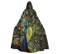 TBABMDPDM peacock feather Print Halloween Hooded Cloak For Men Women Robe Cape Medieval Cosplay Witch Costumes