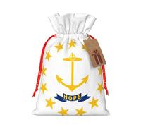 TBABMDPDM Rhode Island State Flag Print Christmas Gifts Bags,Burlap Bags with Drawstring Assorted Sizes for Party Favors