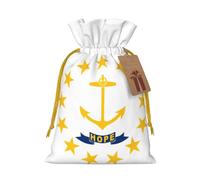 TBABMDPDM Rhode Island State Flag Print Christmas Gifts Bags,Burlap Bags with Drawstring Assorted Sizes for Party Favors