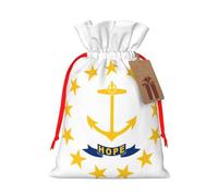 TBABMDPDM Rhode Island State Flag Print Christmas Gifts Bags,Burlap Bags with Drawstring Assorted Sizes for Party Favors