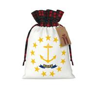 TBABMDPDM Rhode Island State Flag Print Christmas Santa Sack,linen Gift Bag with Drawstring,for Xmas Party Package Storage