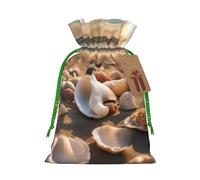 TBABMDPDM Seashell Landscape On The Beach Print Christmas Gifts Bags,Burlap Bags with Drawstring Assorted Sizes for Party Favors