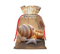 TBABMDPDM Seashell Landscape On The Beach Print Christmas Gifts Bags,Burlap Bags with Drawstring Assorted Sizes for Party Favors