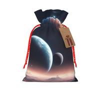 TBABMDPDM Space Planet Print Christmas Gifts Bags,Burlap Bags with Drawstring Assorted Sizes for Party Favors