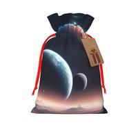 TBABMDPDM Space Planet Print Christmas Gifts Bags,Burlap Bags with Drawstring Assorted Sizes for Party Favors