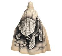 TBABMDPDM Turtle write Print Halloween Hooded Cloak For Men Women Robe Cape Medieval Cosplay Witch Costumes