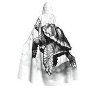 TBABMDPDM Turtle write Print Halloween Hooded Cloak For Men Women Robe Cape Medieval Cosplay Witch Costumes
