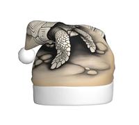 TBABMDPDM Turtle write Print Santa Hat Adult Christmas Hats Santa Claus Hat for Women Men Xmas Holiday Party