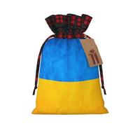 TBABMDPDM Ukrainian flag Print Christmas Santa Sack,linen Gift Bag with Drawstring,for Xmas Party Package Storage