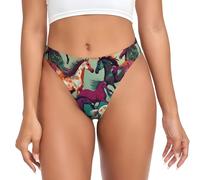 TBABMDPDM Various Kinds of Horses Print Thong for Women Underwear breathable Panties Stretch T back Sexy G-String Thongs, Black, XS