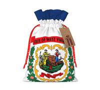 TBABMDPDM West Virginia state flag Print Christmas Gifts Bags,Burlap Bags with Drawstring Assorted Sizes for Party Favors