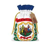 TBABMDPDM West Virginia state flag Print Christmas Gifts Bags,Burlap Bags with Drawstring Assorted Sizes for Party Favors
