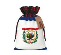 TBABMDPDM West Virginia state flag Print Christmas Santa Sack,linen Gift Bag with Drawstring,for Xmas Party Package Storage