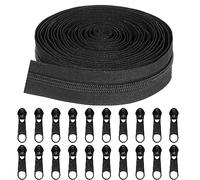 TBACW 5 Yards Bulk Zipper #3 Zippers for Sewing,#3 Black Nylon Coil Zipper by The Yards Replacement with 20PCS Sliders for DIY Sewing Craft Bags (Black)