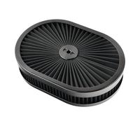 TBAPFS 12''x2'' Black Air Cleaner Kit Washable Oval Filter Flow Compatible with 5-1/8" Opening Carb Inlet Chevy Ford