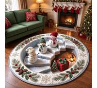 TBATM Soft Polyester Round area rug, washable Christmas Snowman Rug,2,80cm | Round Christmas Rug 3D Optical Illusion, Spiral Staircase Pattern, Festive Decor for Living Room, Bedroom and Entryway