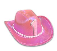 Tbay 1st Birthday Cowgirl Hat, Pink Girls Cowgirl Party Decorations Hat Glitter First Rodeo Birthday Party Crown for Western Baby Toddler Disco Cowgirl Baby shower Decorations