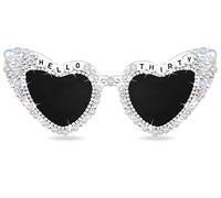 Tbay 30th Birthday Glasses for Women, Hello Thirty Sunglasses White 30 Years Old Glasses for Happy Birthday Gifts Bday Deocr Accessories