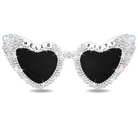 Tbay 50th Birthday Glasses, Hello Fifty Sunglasses White 50th Birthday Glasses for Funny Friends Fifty Gifts