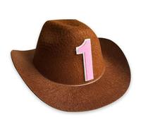 Tbay Brown Cowboy Hat, 1st Birthday Party Decorations, Neon Sparkly Glitter Cowgirl Hat, Baby Toddler Kids Party Crown
