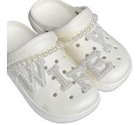 Tbay Wifey Shoes Charms, Bachelorette Party Wedding Shoe Charms with Pearl Shoe Chains Fits Shiny Bling Diamond Pearl Shoes Charm for Clog Sandals Decorations