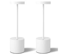 TBBGA Cordless Table Lamps Set of 2, 5000mAh Rechargeable Battery Powered Lamp, 3 Color Stepless Dimming LED Table Lamp, Portable Table Light for Outdoor/Indoor/Restaurant/Home. (White)