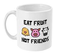 TBC Eat Fruit not Friends 11oz Ceramic Coffee Mug - Vegan/Vegetarian Gift - Gift Ideas