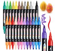 TBC The Best Crafts 24 Colors Dual Tip Acrylic Paint Markers,Waterproof, Non-Toxic, odorless, Suitable for Paper, Pottery, Stones, Backpacks, Glass,