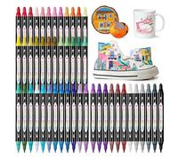 TBC The Best Crafts 48 Colors Dual Tip Acrylic Pens, Dudu Head Acrylic Paint Markers,Suitable for Paper, Pottery, Stones, Backpacks, Glass