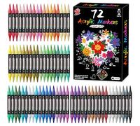 TBC The Best Crafts 72 Colors Dual Tip Acrylic Paint Markers,Waterproof, Non-Toxic, odorless, Suitable for Paper, Pottery, Stones, Backpacks, Glass