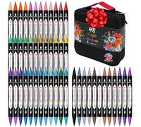 TBC The Best Crafts Acrylic Paint Markers, 48 Colors Dual Tip | Double Zipper Canvas Bag - Waterproof, Non-Toxic, Art Supplies for Wood, Glass, Rock, Ceramic - Gift for Artists & Hobbyists