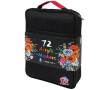 TBC The Best Crafts Acrylic Paint Markers,72 Colors Dual Tip | Double Zipper Canvas Bag - Waterproof, Non-Toxic, Art Supplies for Wood, Glass, Rock, Ceramic - Gift for Artists & Hobbyists