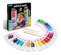 TBC The Best Crafts Acrylic Paint Set for Professional Artists, Kids Beginners Painting Craft on Paper, Canvas, Rock, Wood, Ceramic, Glass - Set of 24 Tubes (22 Basic & 2 Metallic Colours)