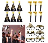 Tbczvx 18 Pcs New Year Eve Decorations 2025, High Appearance & Pleasant Mood, Party Supplies Photo Booth Prop, Happy New Year Glasses