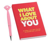 Tbczvx 2-Pcs What I Love About You Book, Guided Writing for Emotional Connection, Recording Love Memories and Milestones, Complete Set with Pink Pen, Portable Diary for Couples
